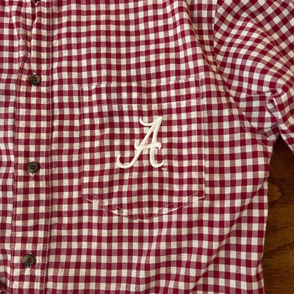 University of Alabama Gingham Long Sleeve Button Down Size Large Embroidered  A - Picture 3 of 12